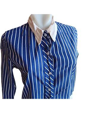 True Vintage Shirt Dress 11 Juniors 1960's Striped Mod Garage Band Button-Down